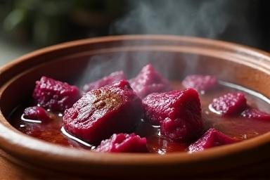 Stovetop Babylonian stew with vibrant beets