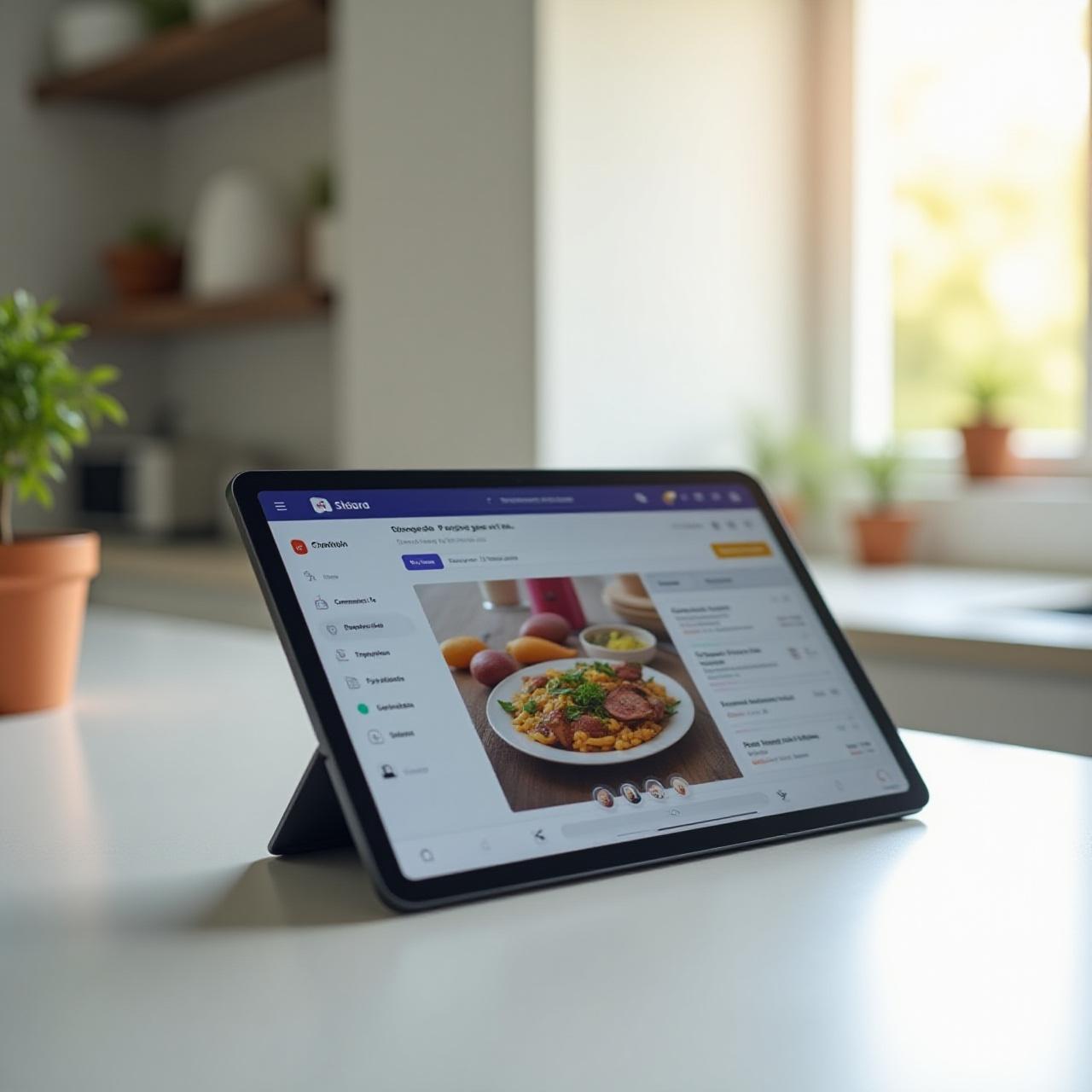 Digital Tablet displaying Olympus Nosh meal planning dashboard with ancient grains
